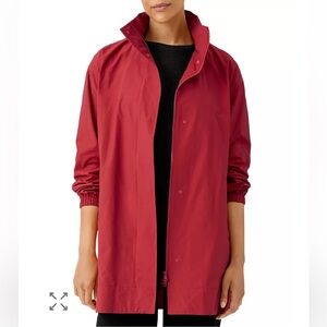 Eileen Fisher Stand Collar Organic Cotton Light Nylon Spring Parka Jacket Sz Med
